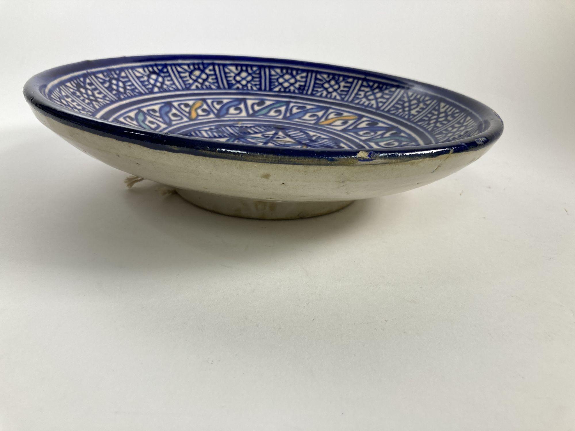 Moroccan Ceramic Blue Plate, Fez, 1920's For Sale 1