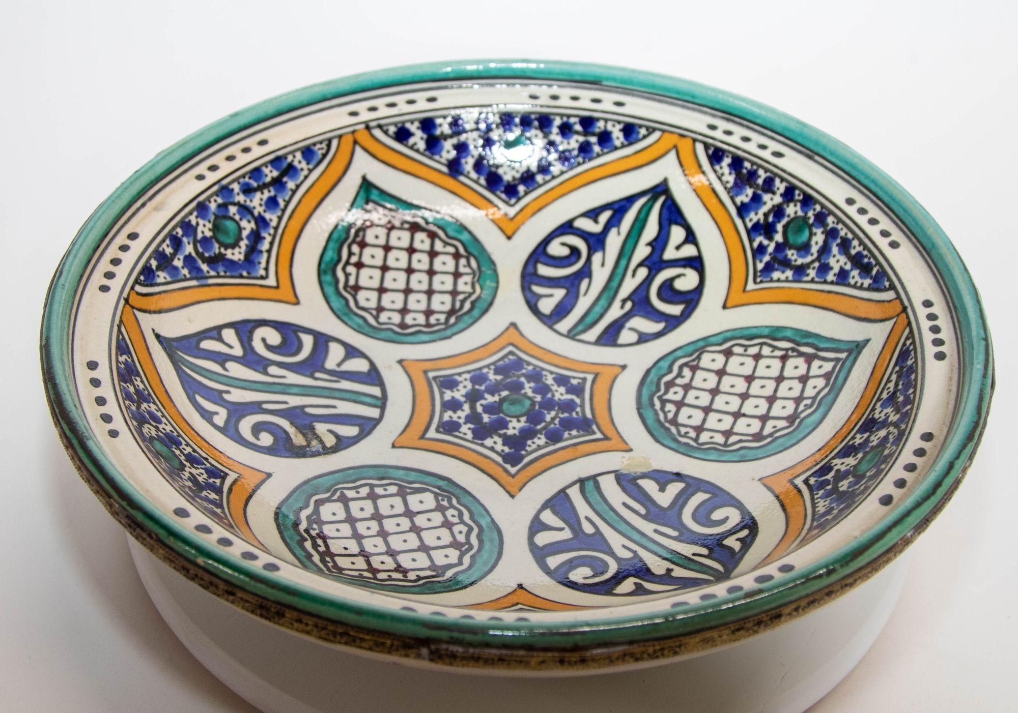 Islamic Moroccan Ceramic Bowl from Fez Antique from 1940's