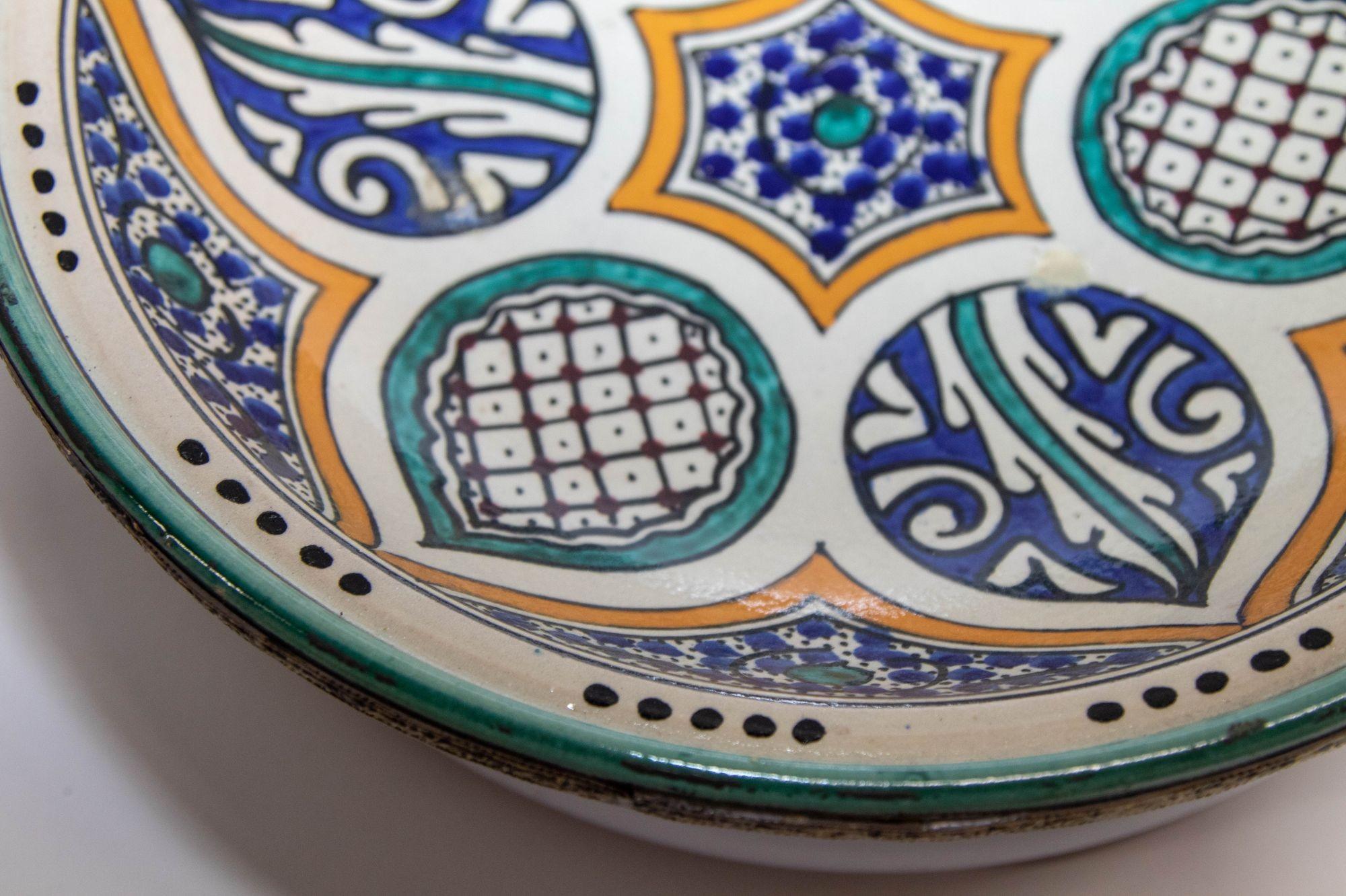 Mid-20th Century Moroccan Ceramic Bowl from Fez Antique from 1940's