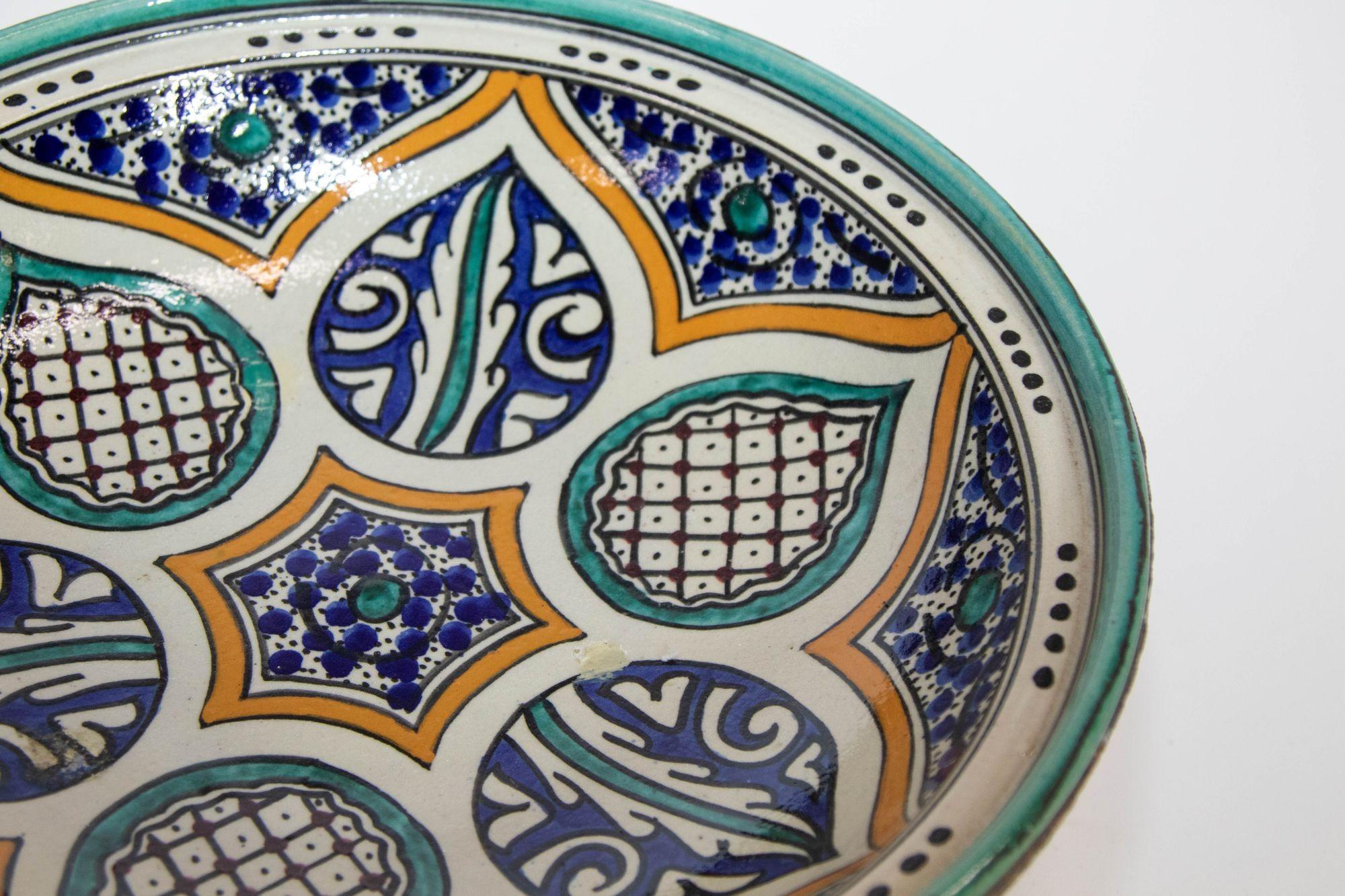 Moroccan Ceramic Bowl from Fez Antique from 1940's 1