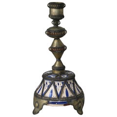 Moroccan Ceramic Candles Holder from Fez with Silver Filigree
