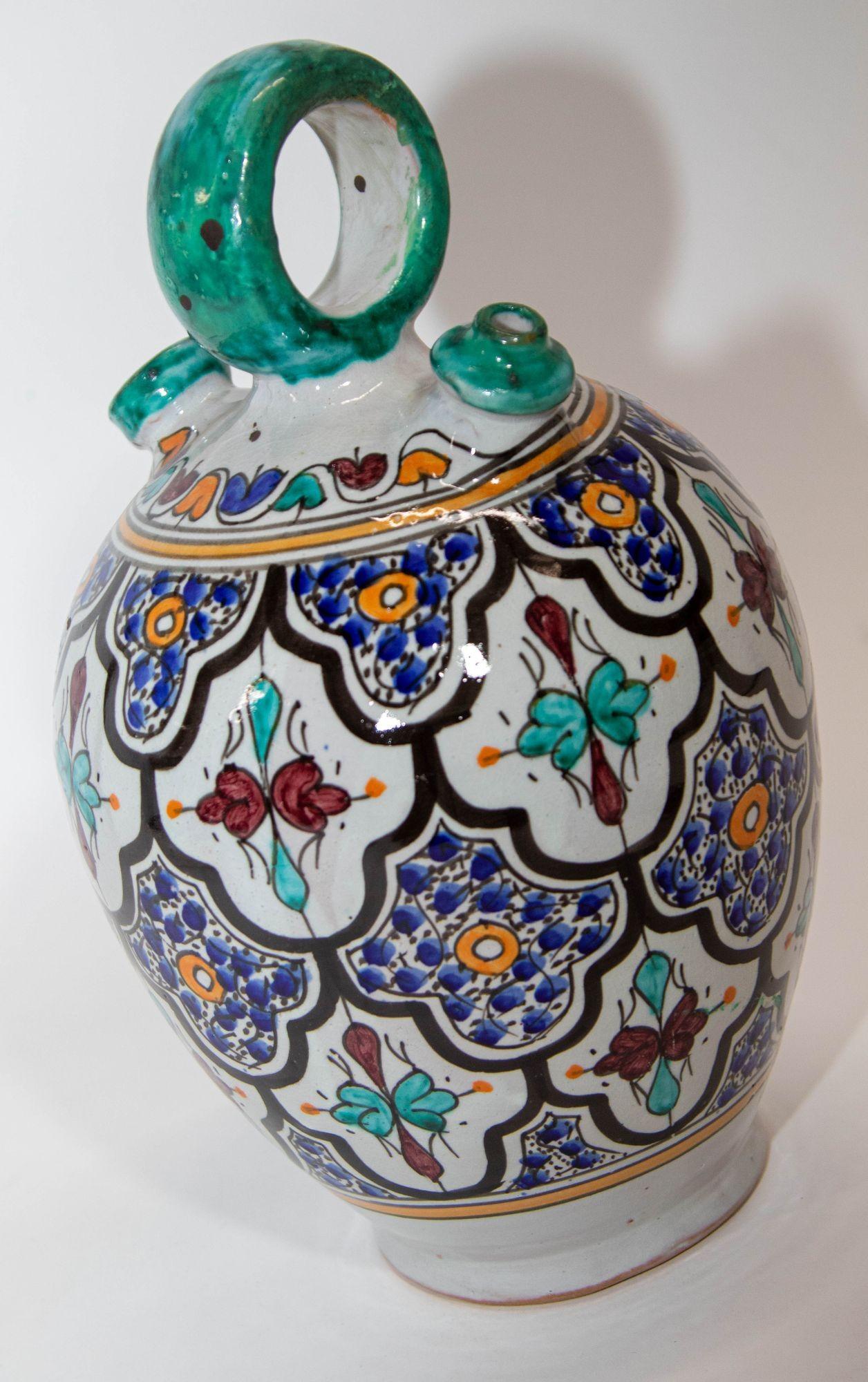 Céramique Pichet à eau émaillé marocain fabriqué à la main à Fez, au Maroc en vente