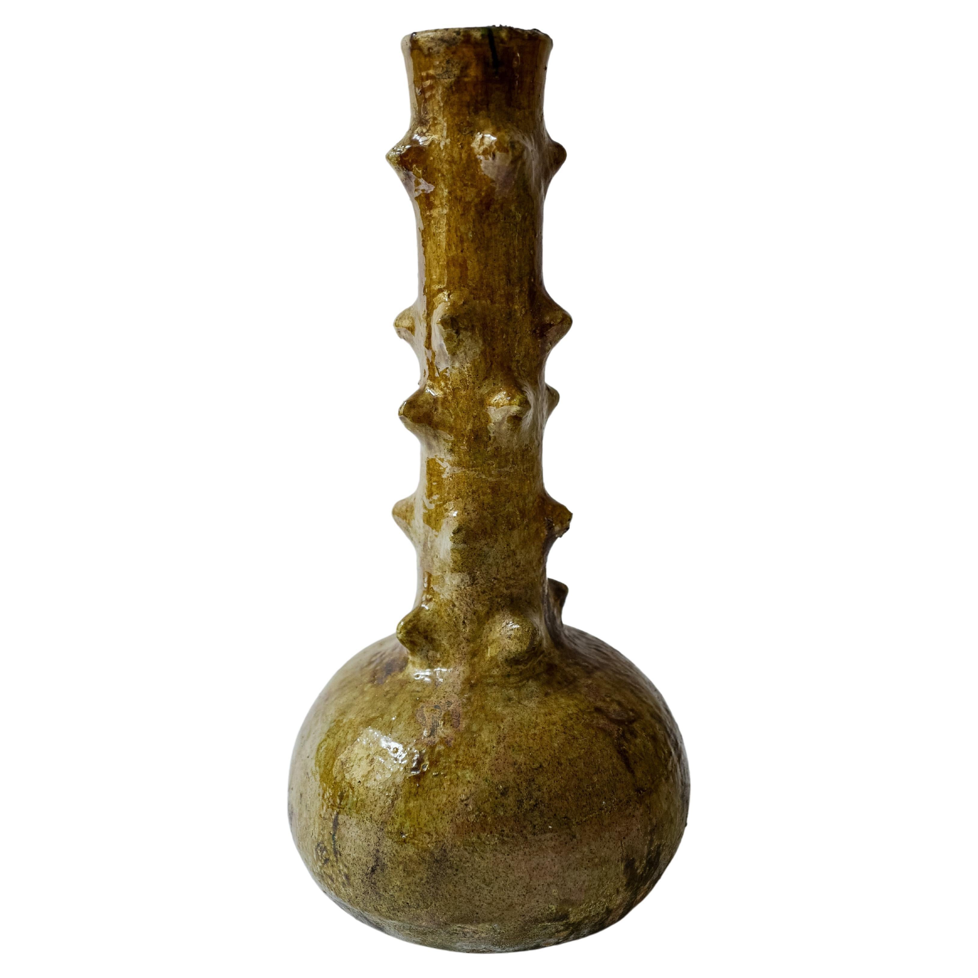 Moroccan Green Ceramic Vase in Cactus Form or Table Lamp Base
