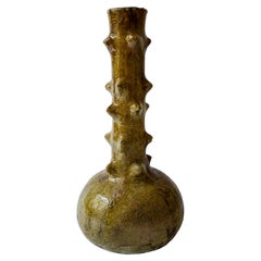 Jarrón de cerámica marroquí vintage con forma de cactus y esmalte verde Base versátil para lámpara