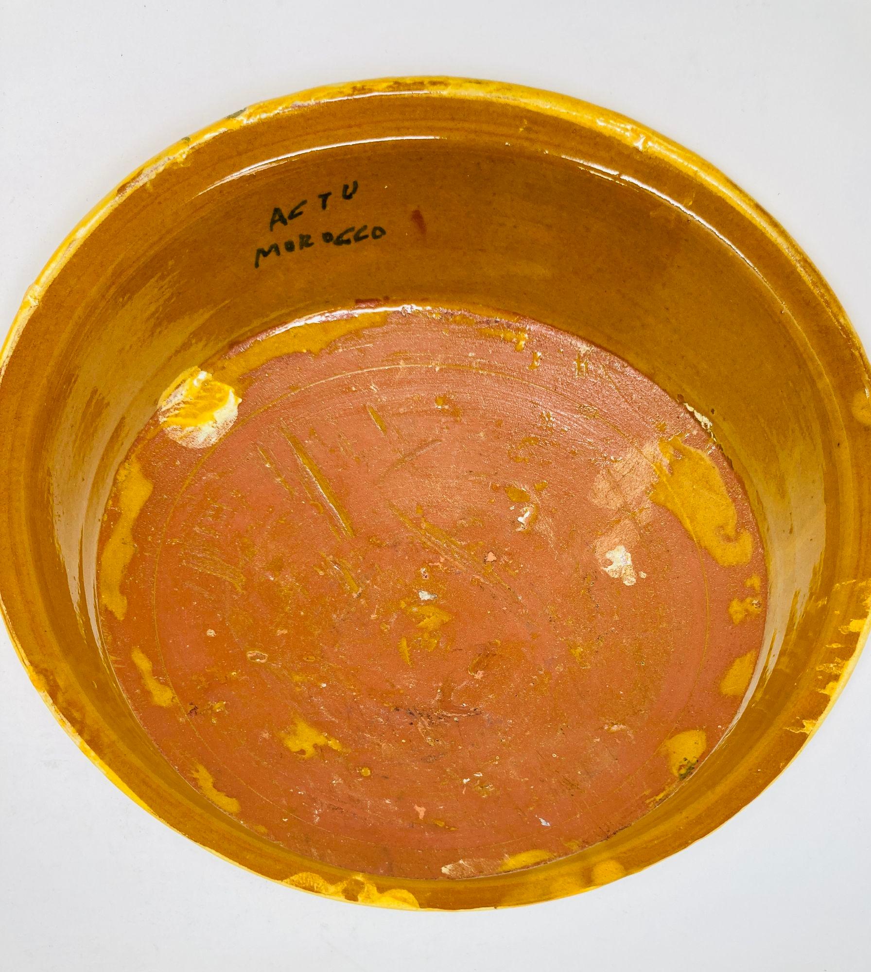 Plato Servidor Tagine Marroquí de Cerámica Amarilla Hecho a Mano en Marrakech en venta 2