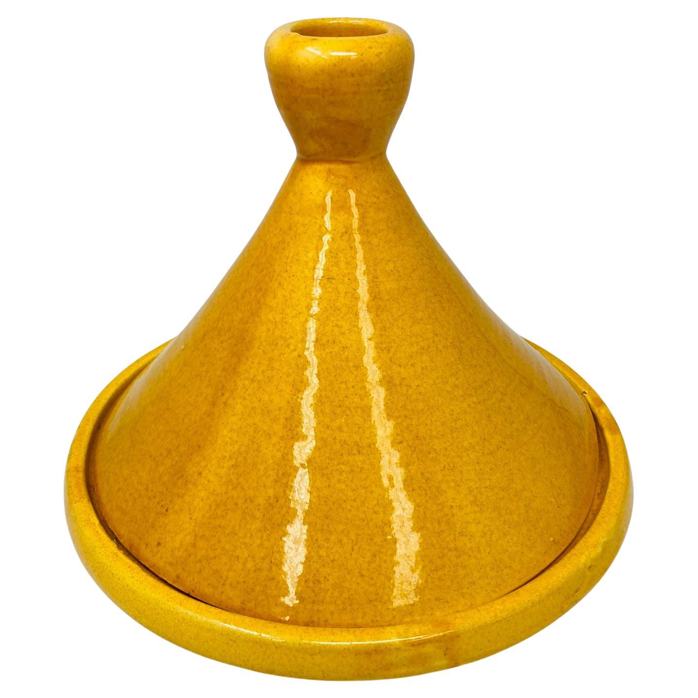 Plato Servidor Tagine Marroquí de Cerámica Amarilla Hecho a Mano en Marrakech en venta