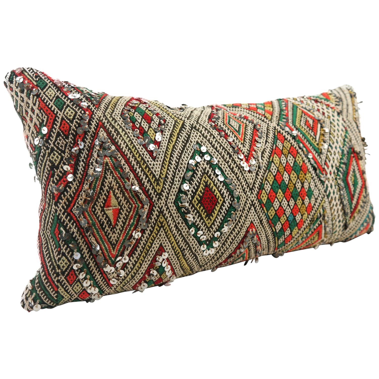 Moroccan Chic Kilim Pillow Extra Large Lumbar Morocco Cushion For Sale