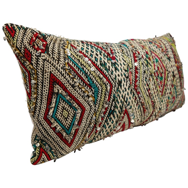 Moroccan Chic Kilim Pillow Extra Large Lumbar Morocco Cushion at 1stDibs