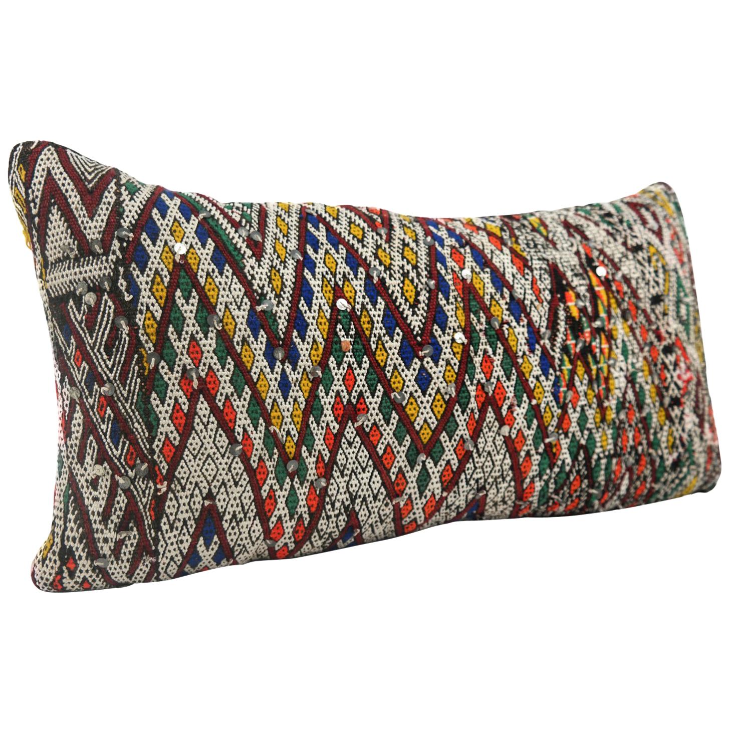 Moroccan Chic Kilim Pillow Extra Large Lumbar Morocco Cushion For Sale