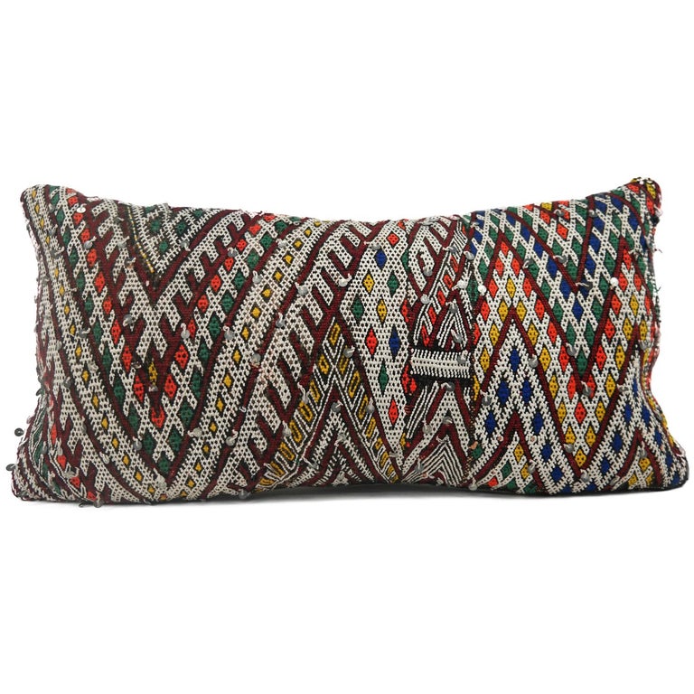 Moroccan Chic Kilim Pillow XL Lumbar Morocco Cushion For Sale at 1stdibs