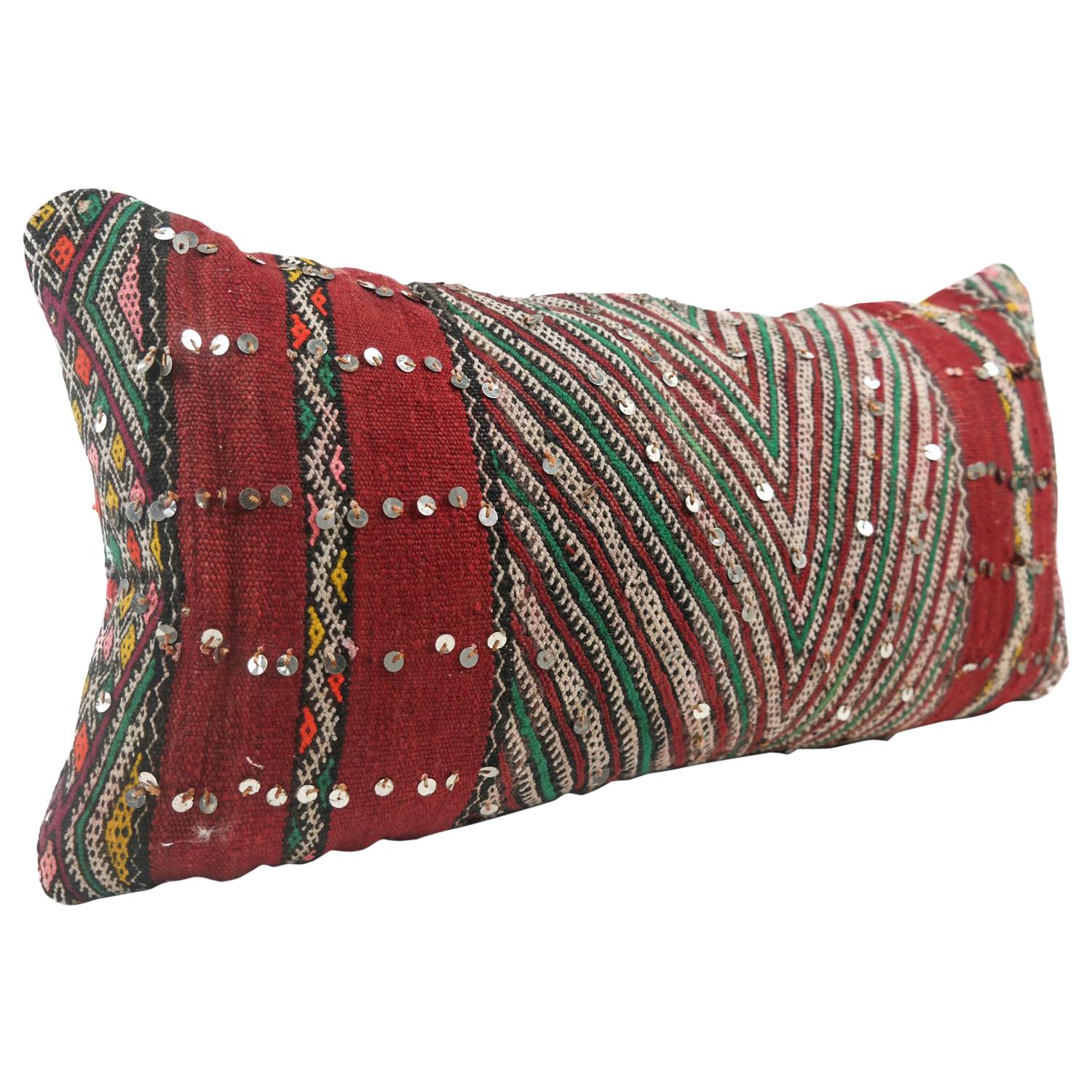 Moroccan Chic Kilim Pillow Xl Lumbar Morocco Cushion For Sale
