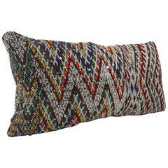 Vintage Moroccan Chic Kilim Pillow XL Lumbar Morocco Cushion