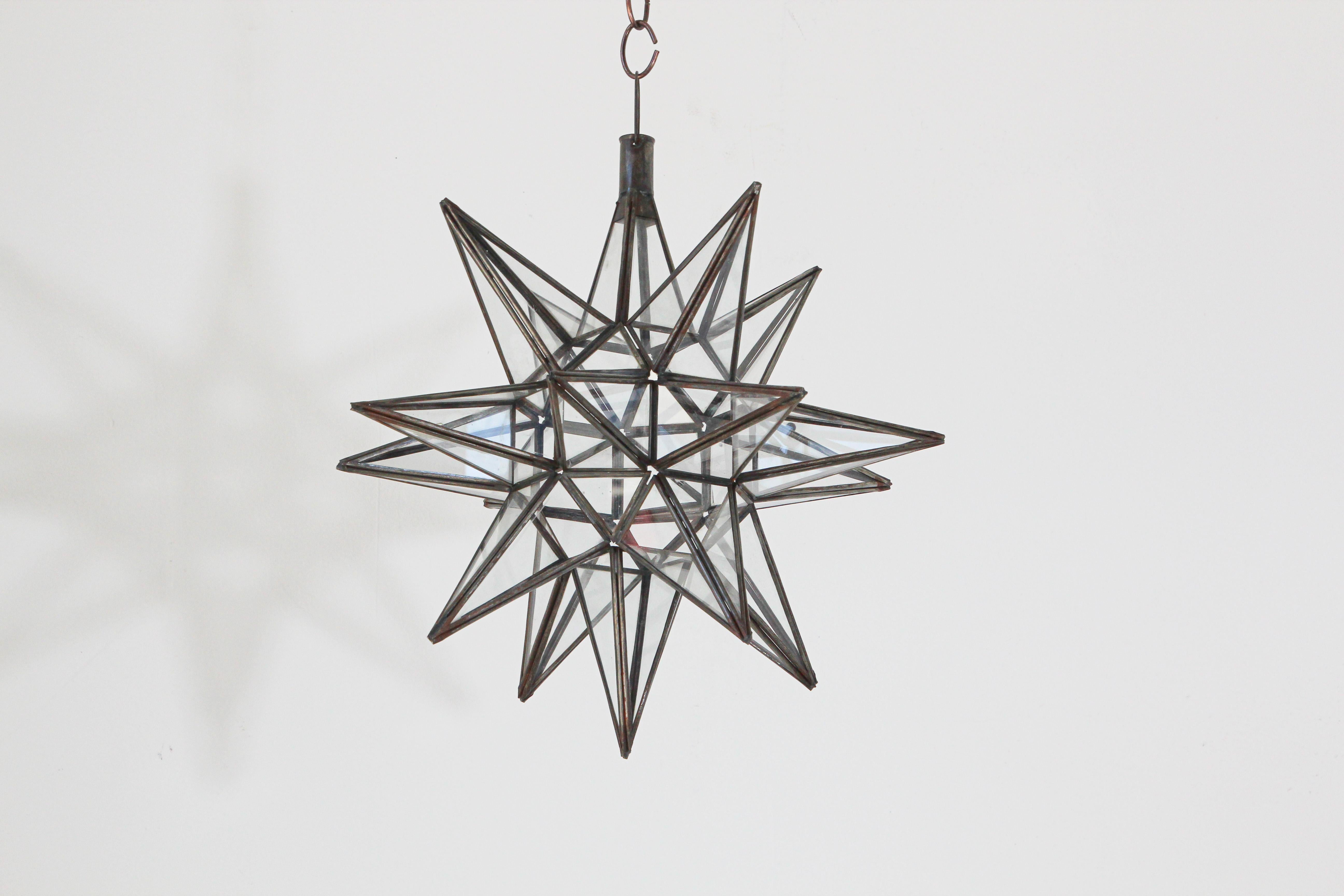 Colgante Marroquí de Cristal Transparente y Metal en Forma de Estrella de Moravia Hecho a mano en venta