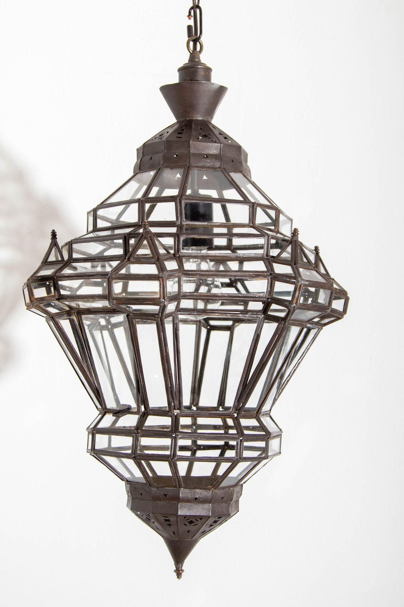 Farol Marroquí de Cristal Transparente de Estilo Morisco en venta 8