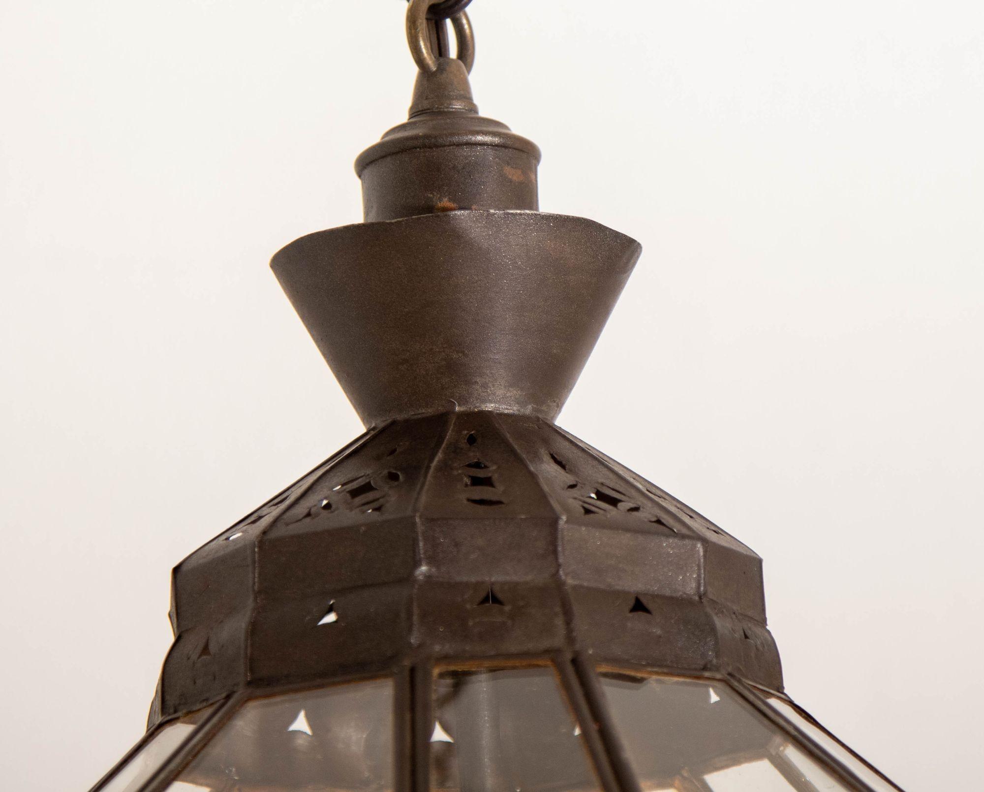 Farol Marroquí de Cristal Transparente de Estilo Morisco Metal en venta