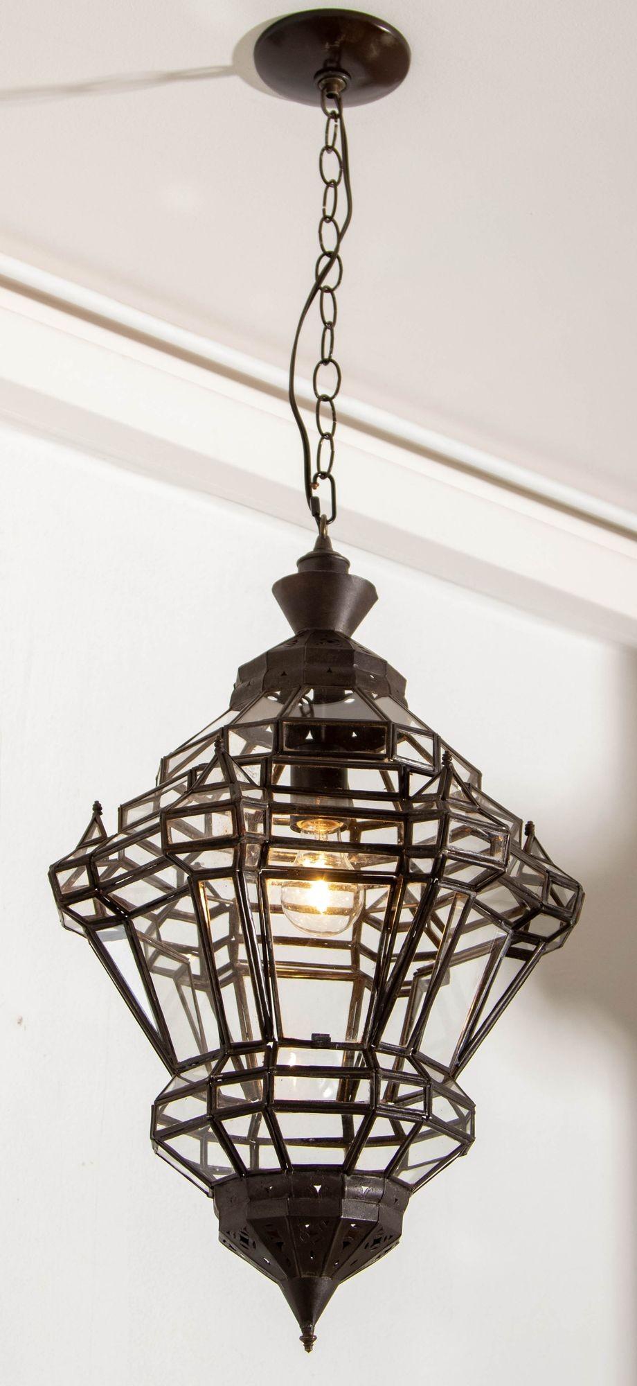 Farol Marroquí de Cristal Transparente de Estilo Morisco en venta 2