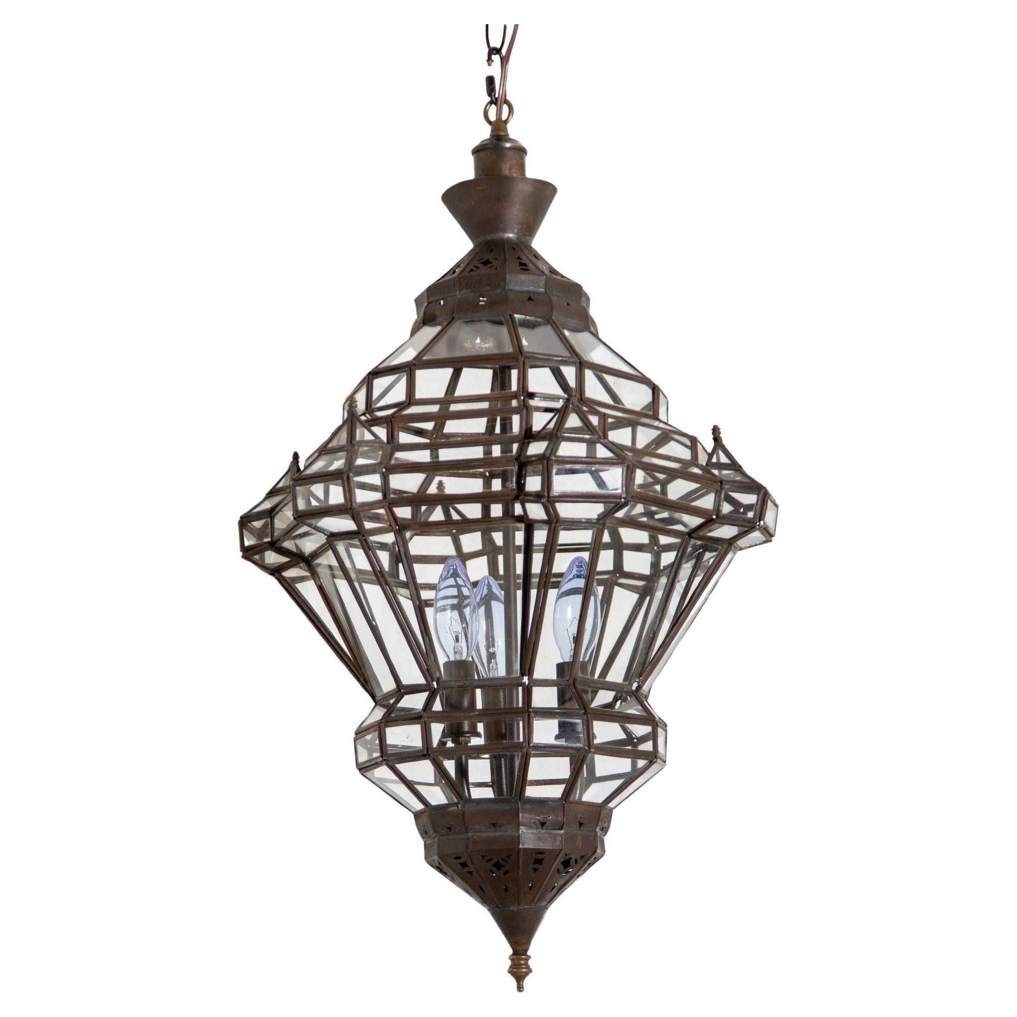 Lanterne marocaine en verre transparent de style mauresque de Grenade, espagnol