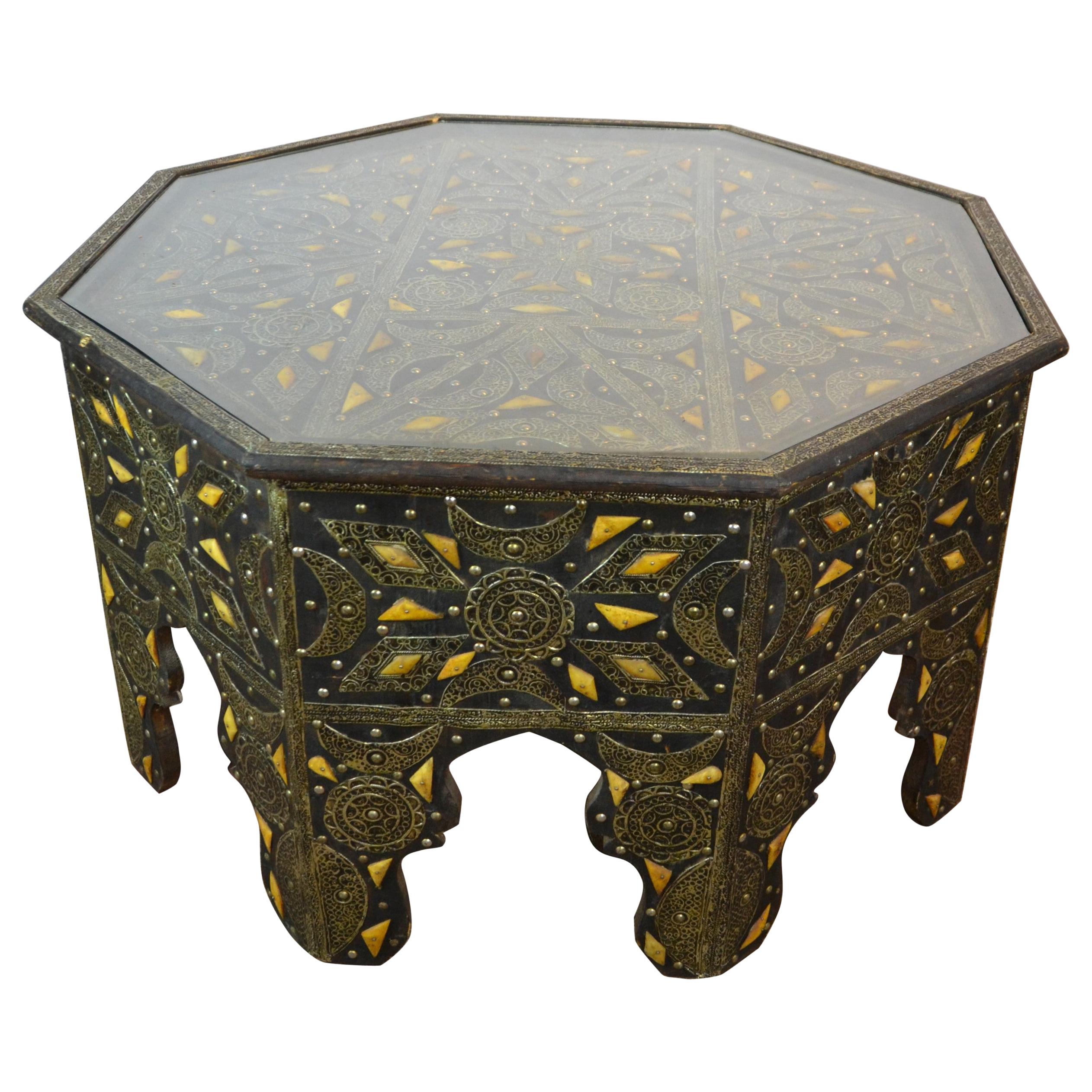 Moroccan Style Round Coffee Table with Inlay at 1stdibs