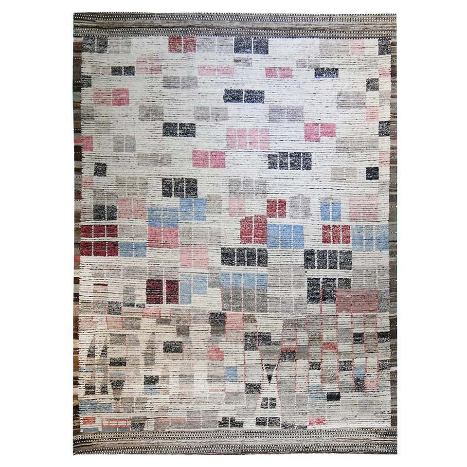New Color Block Moroccan Rug Inspired by Gunta Stölzl For Sale at 1stDibs
