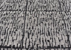 Contemporary Moroccan Rug in White and Black by Keivan Woven Arts 9'10 x 15'1