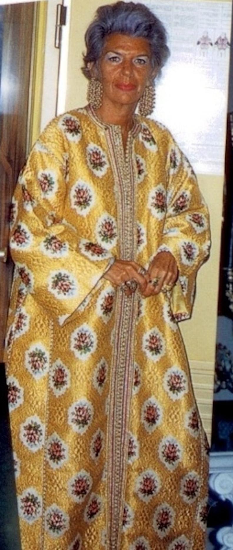 Kaftan Floral Metalizado Damasco Marroquí Abrigo Estilo Fortuny en venta 2