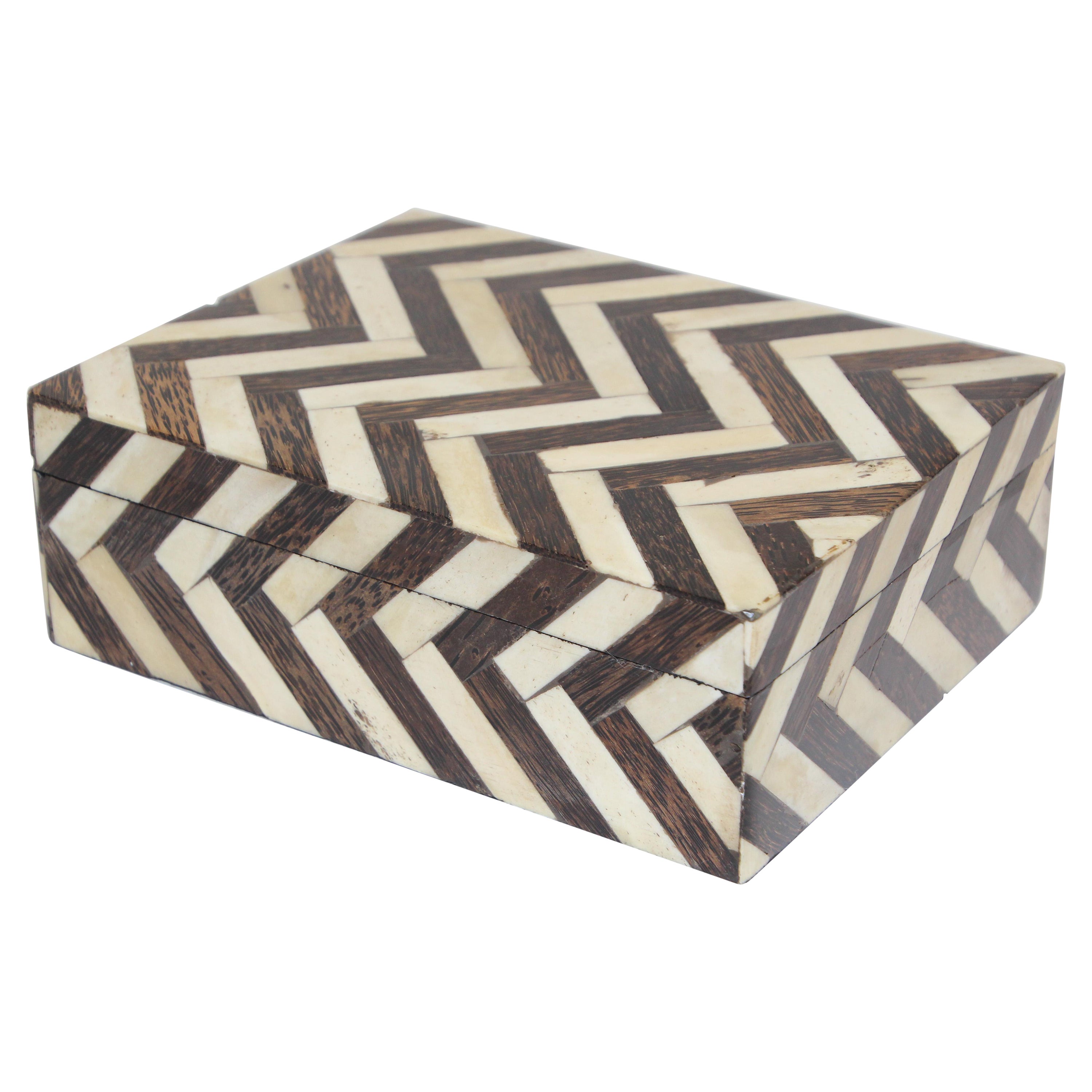 Moroccan Decorative Box Inlaid with White Bone