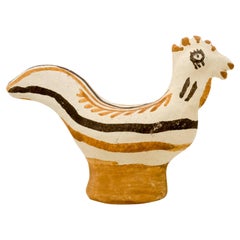 Moroccan Decorative Hen Sculpture Handbuilt and Handpainted by Potter Houda