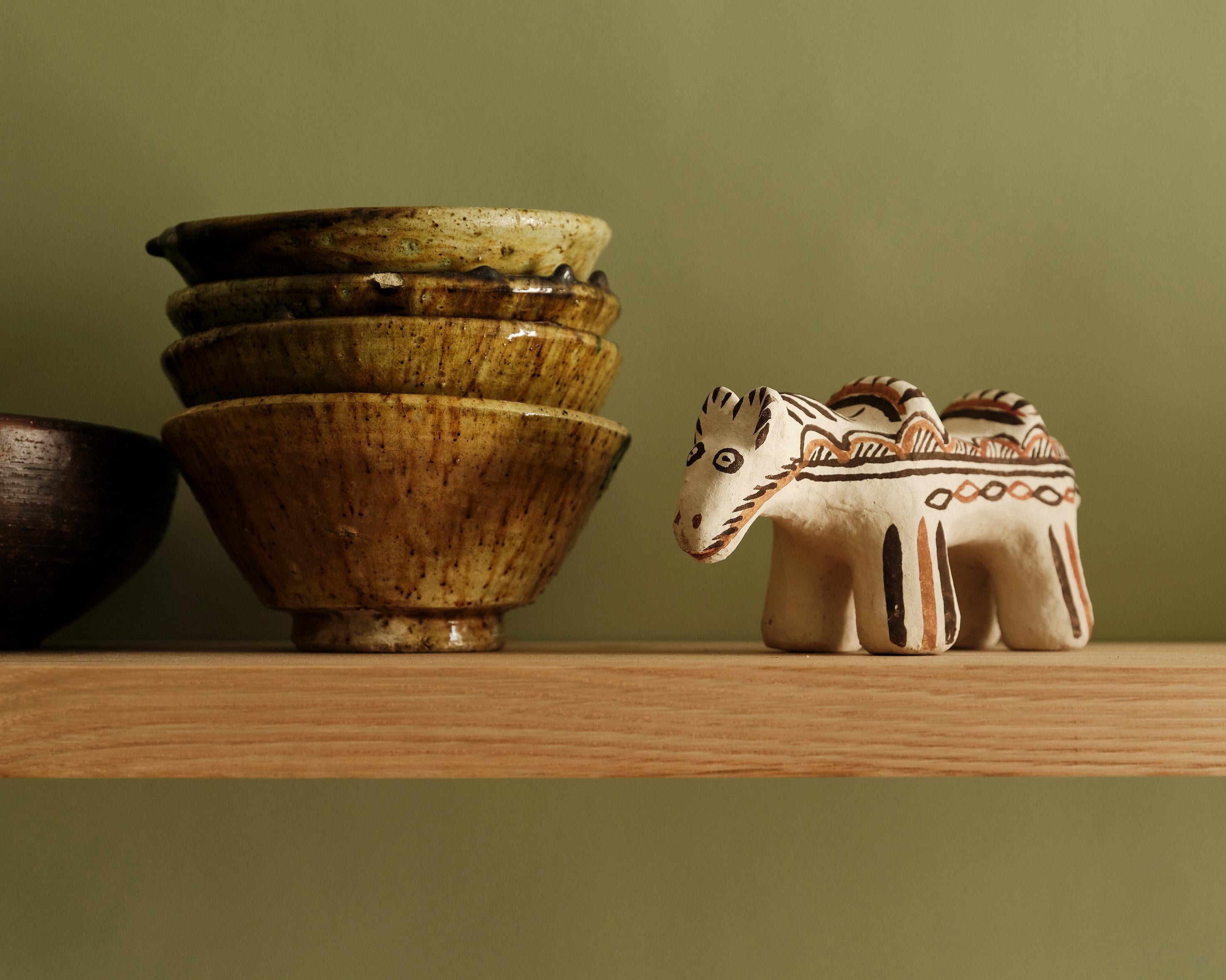 Folk Art Moroccan Decorative Horse Sculpture Handbuilt and Handpainted by Potter Houda For Sale