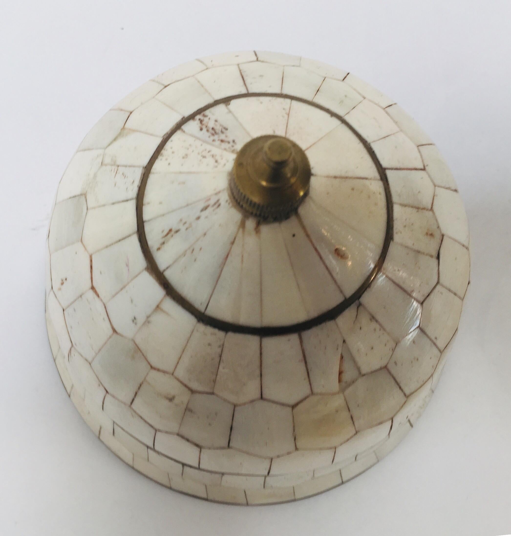 Moroccan Decorative Trinket Box Inlaid with White Bone and Brass 3