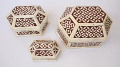 Moroccan Decorative Trinkets Boxes Inlaid with White Bone