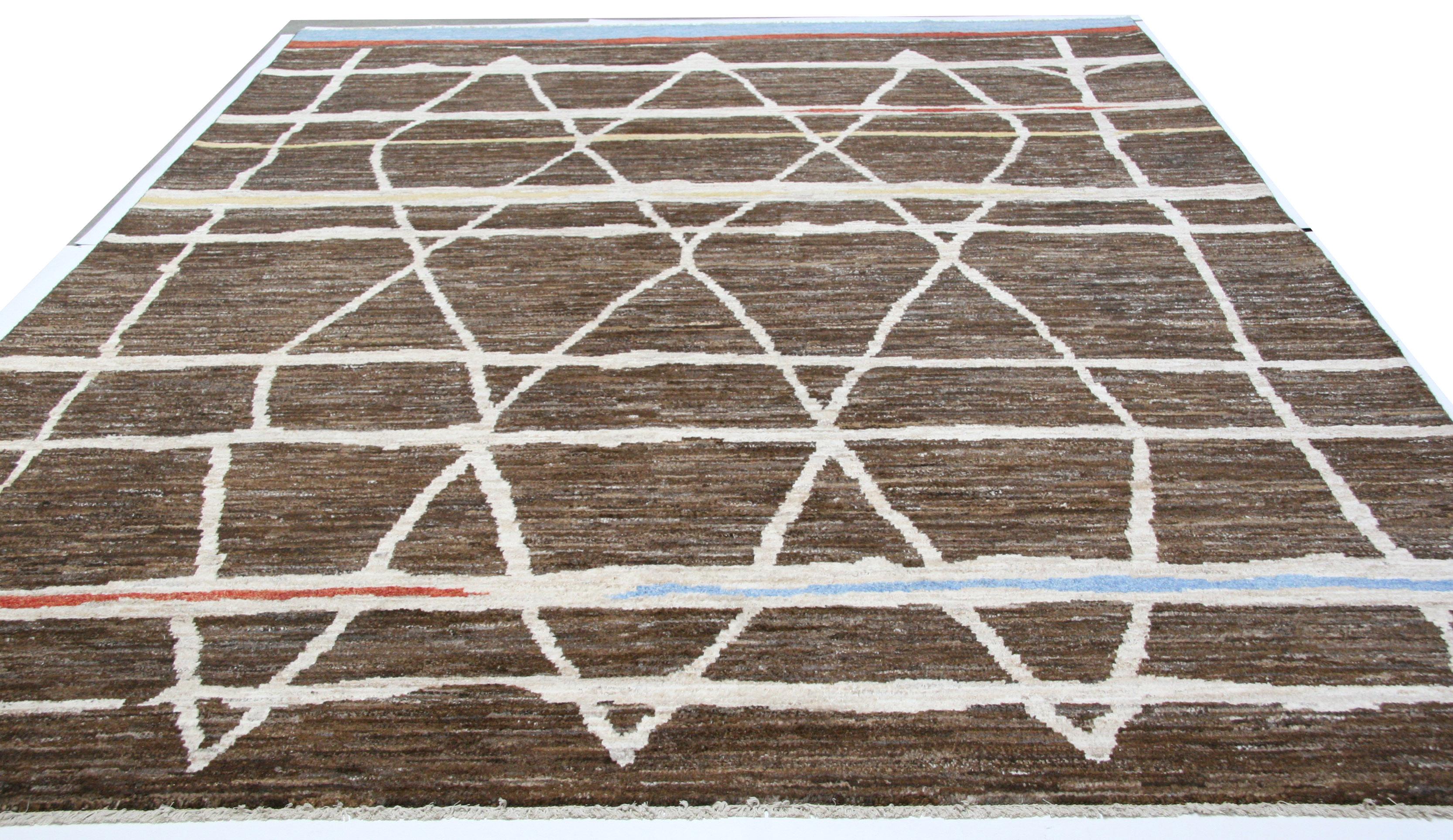 Hand-Knotted Moroccan Design Area Rug For Sale