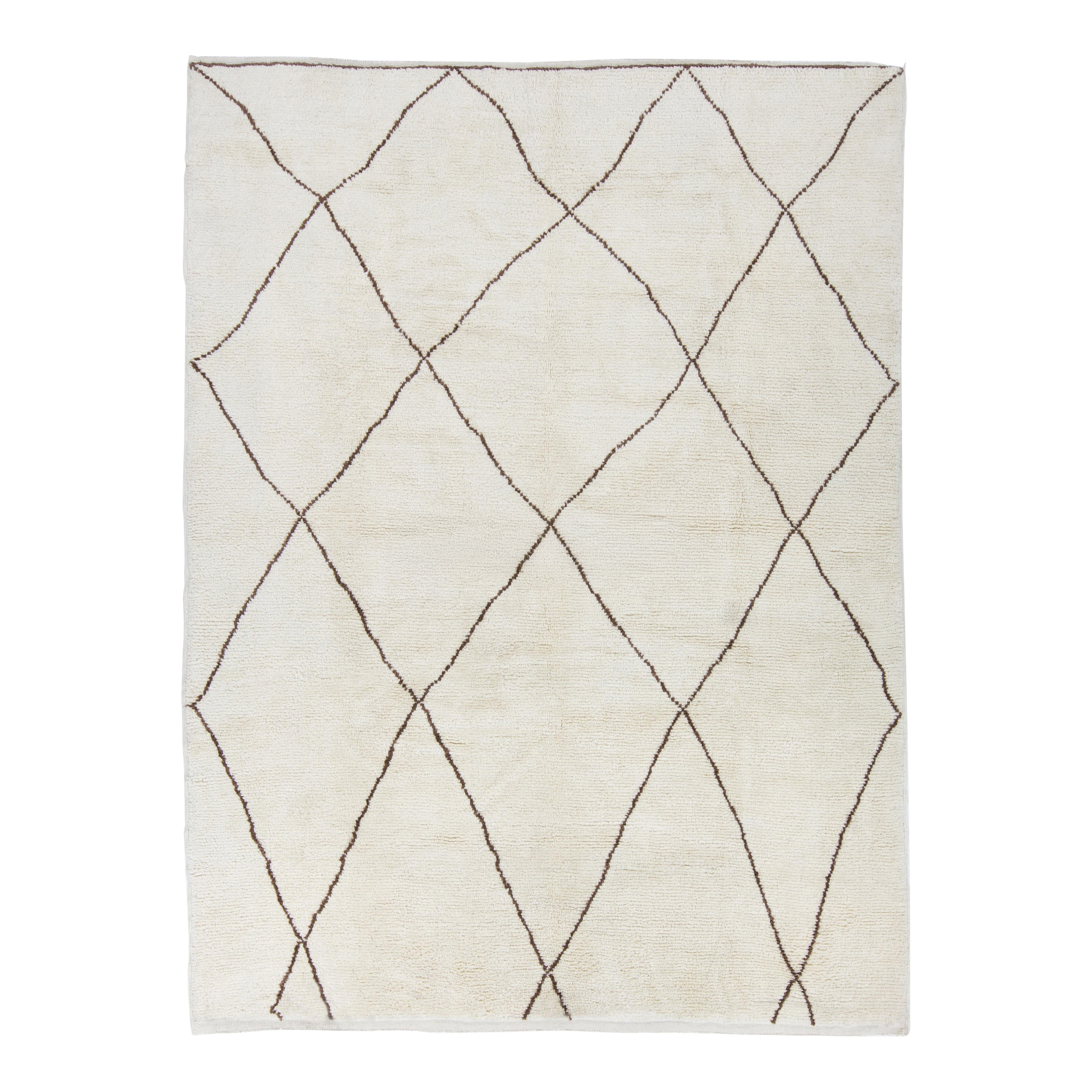 Tappeto Design/One marocchino. Tutta lana naturale. Tappeto Beni Ourain Tulu con design Atlas