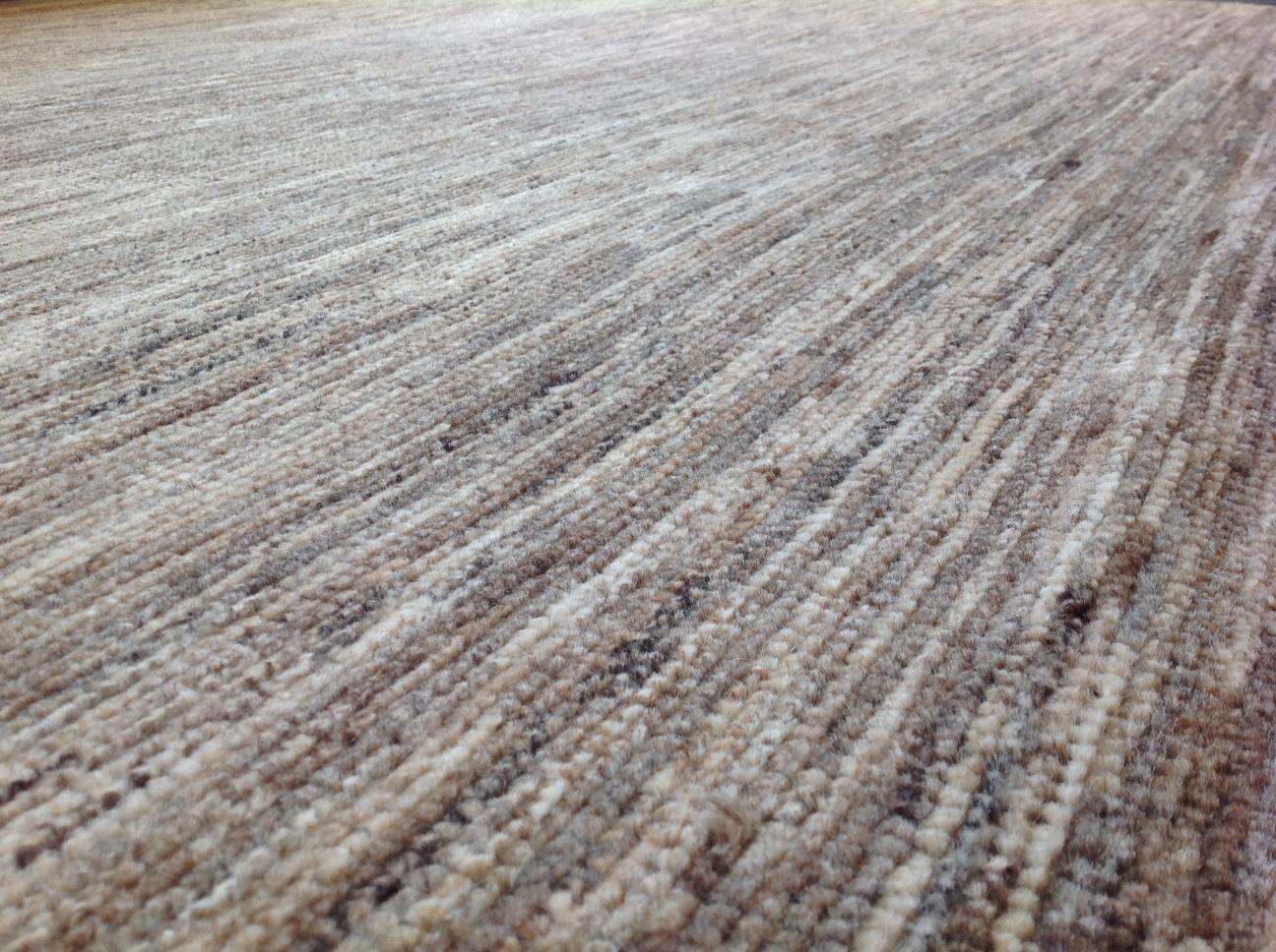 Hand-Knotted Natural Brown Striated Rug For Sale