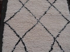 Moroccan Diamond Design Rug Abstract Berber Beige Black Contemporary Runner