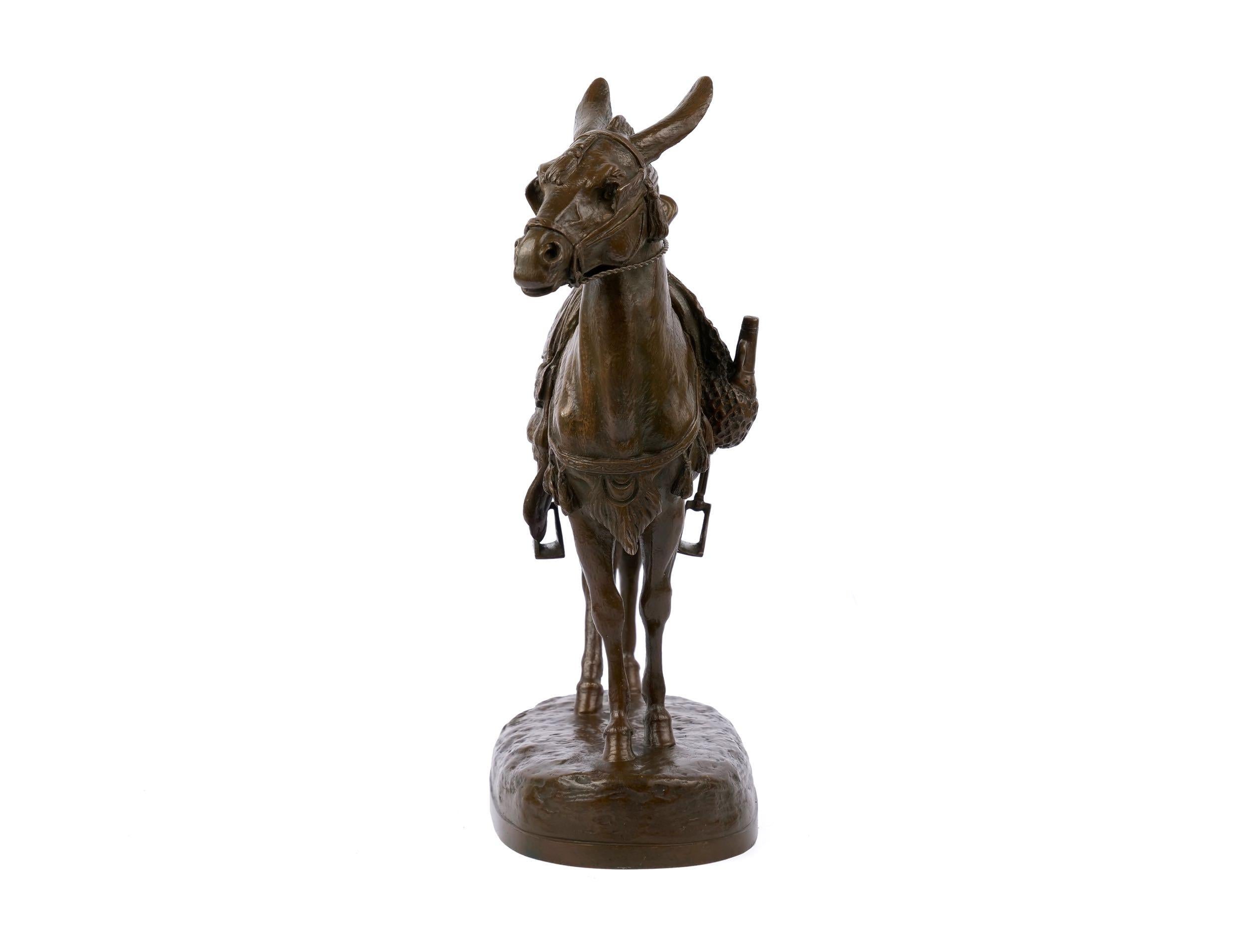 “Moroccan Donkey” French Bronze Sculpture by Jules Edmond Masson In Good Condition In Shippensburg, PA