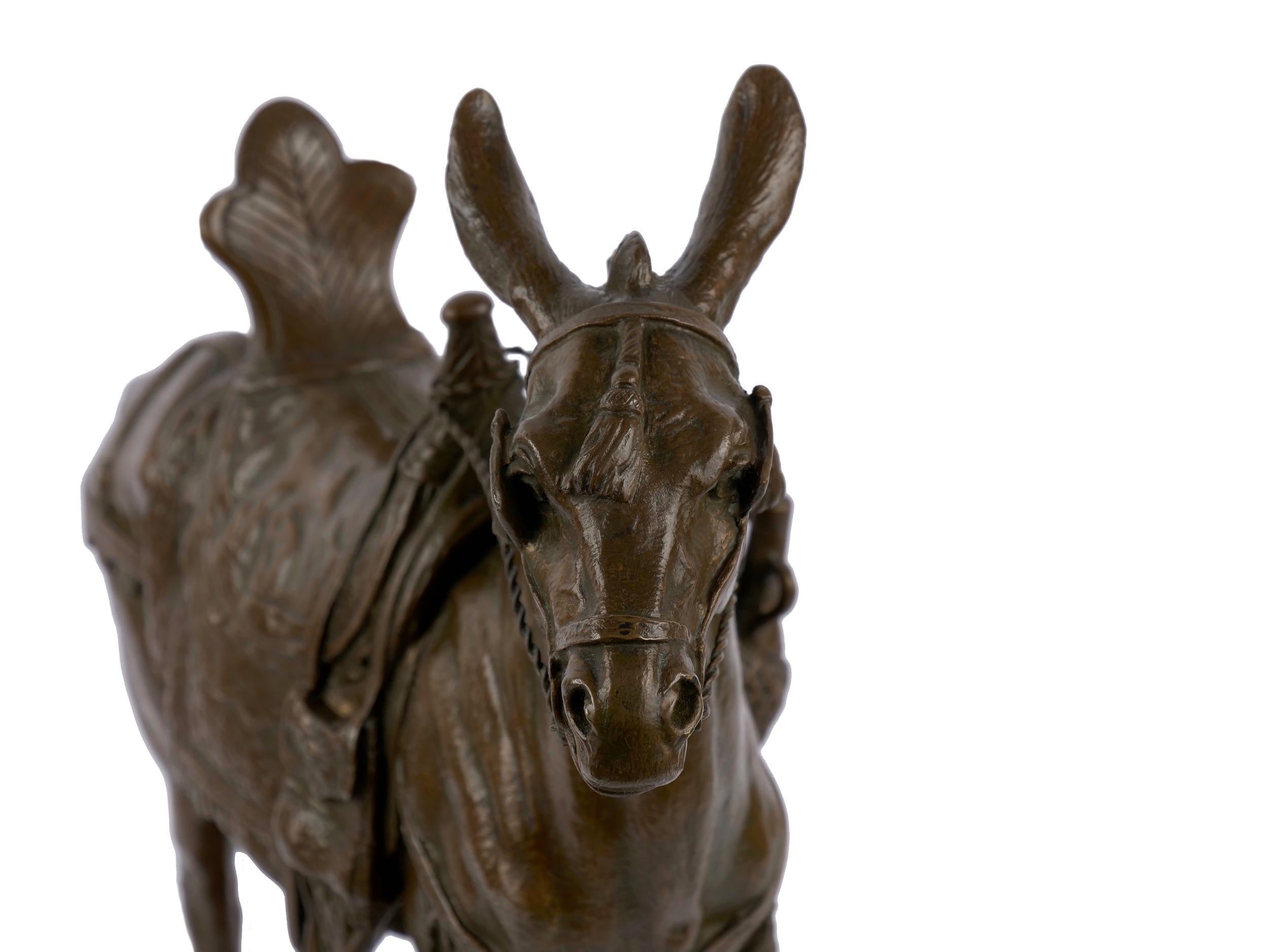 “Moroccan Donkey” French Bronze Sculpture by Jules Edmond Masson 1
