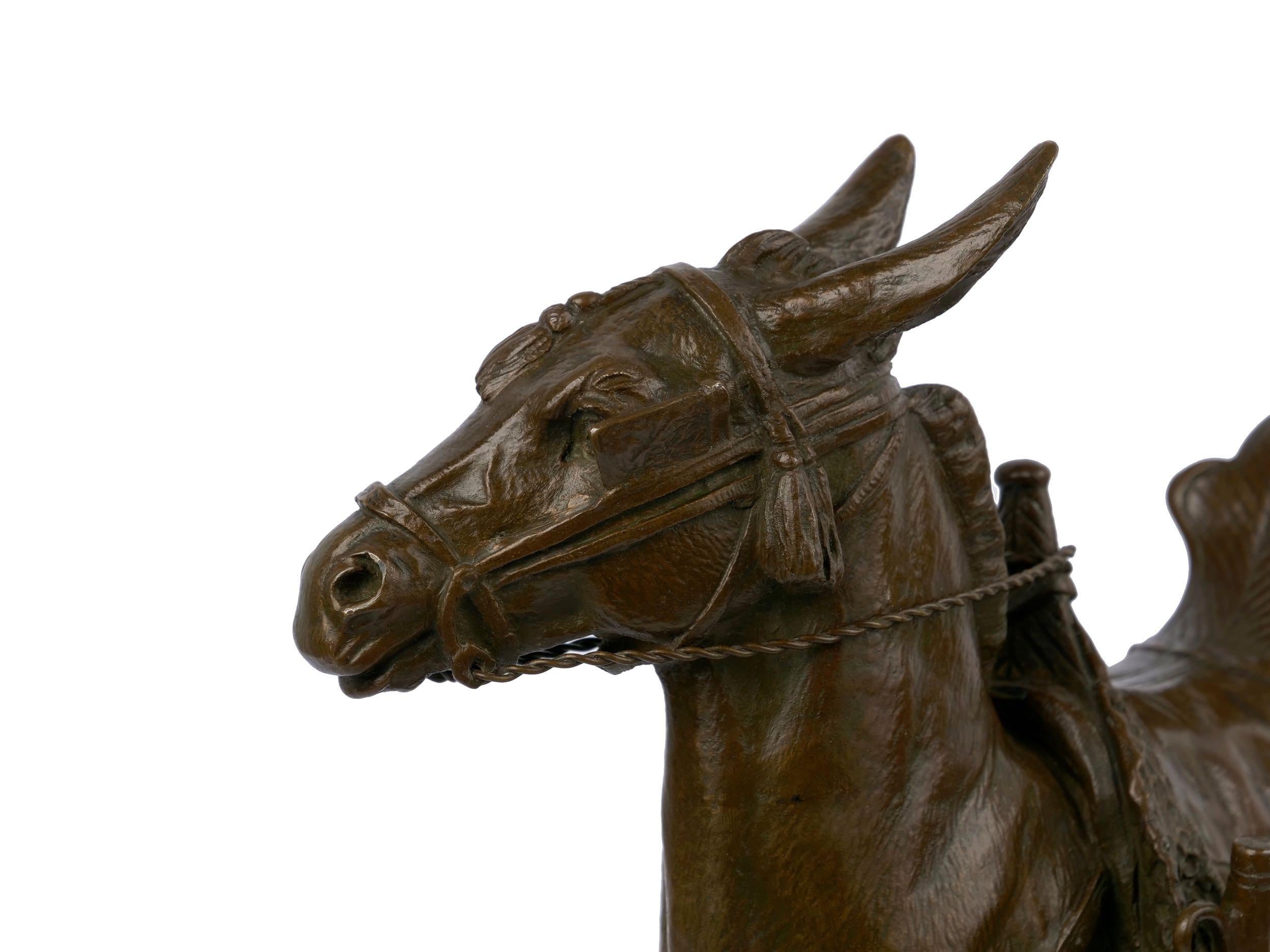 “Moroccan Donkey” French Bronze Sculpture by Jules Edmond Masson 3