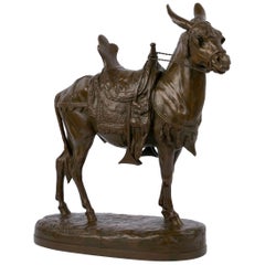 "Marokkanischer Esel" Französische Bronzeskulptur von Jules Edmond Masson