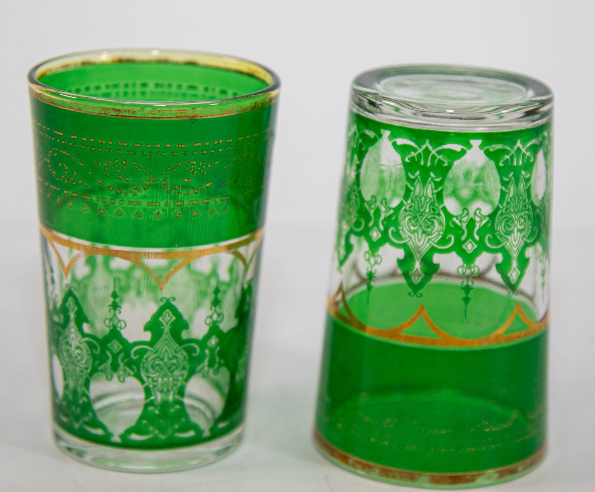 Moroccan Drinking Glasses Set of 2 with Moorish Design Vintage Barware For Sale 3