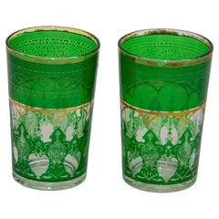 Moroccan Drinking Glasses Set of 2 with Moorish Design Retro Barware