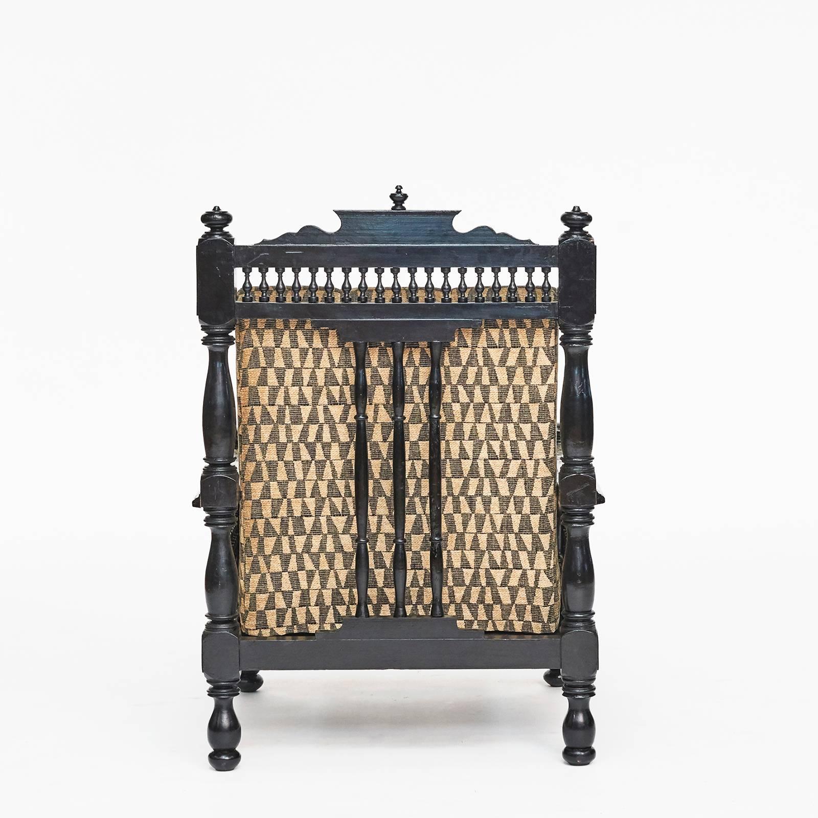 Moroccan Ebonized and Inlaid Armchair, circa 1900 In Good Condition In Kastrup, DK