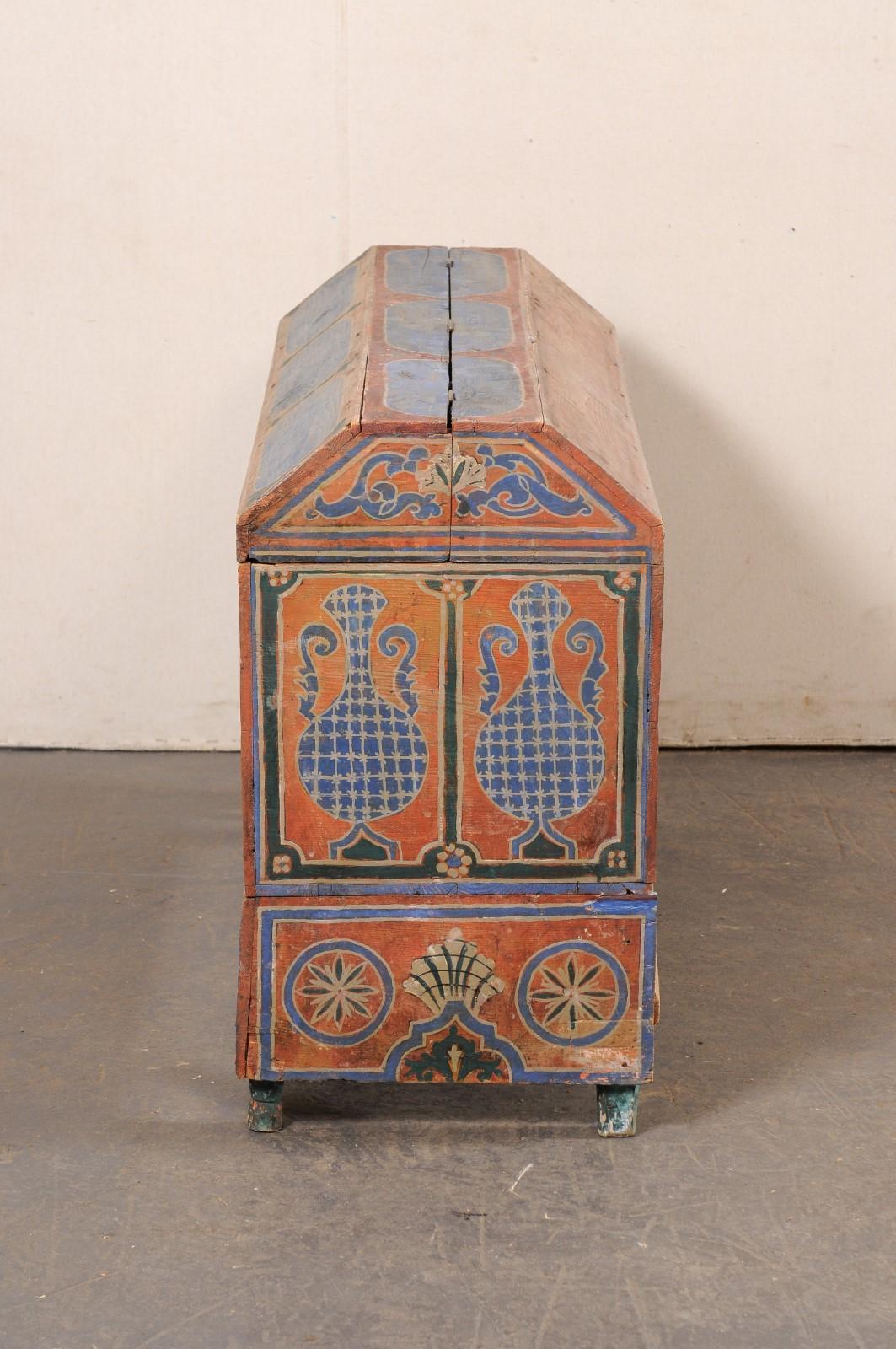 Moroccan Elaborately Hand-Painted Trunk, Early 20th C. 5