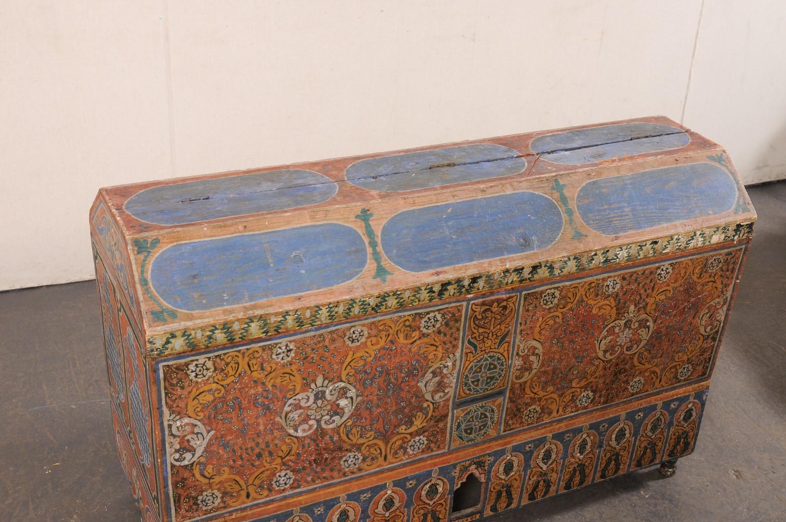 Moroccan Elaborately Hand-Painted Trunk, Early 20th C. 7