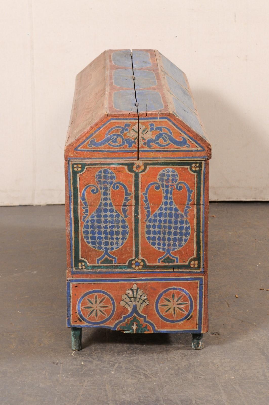 Moroccan Elaborately Hand-Painted Trunk, Early 20th C. 1