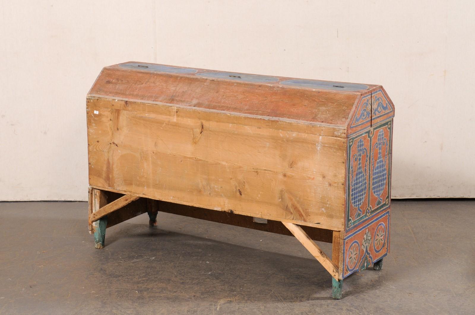 Moroccan Elaborately Hand-Painted Trunk, Early 20th C. 2