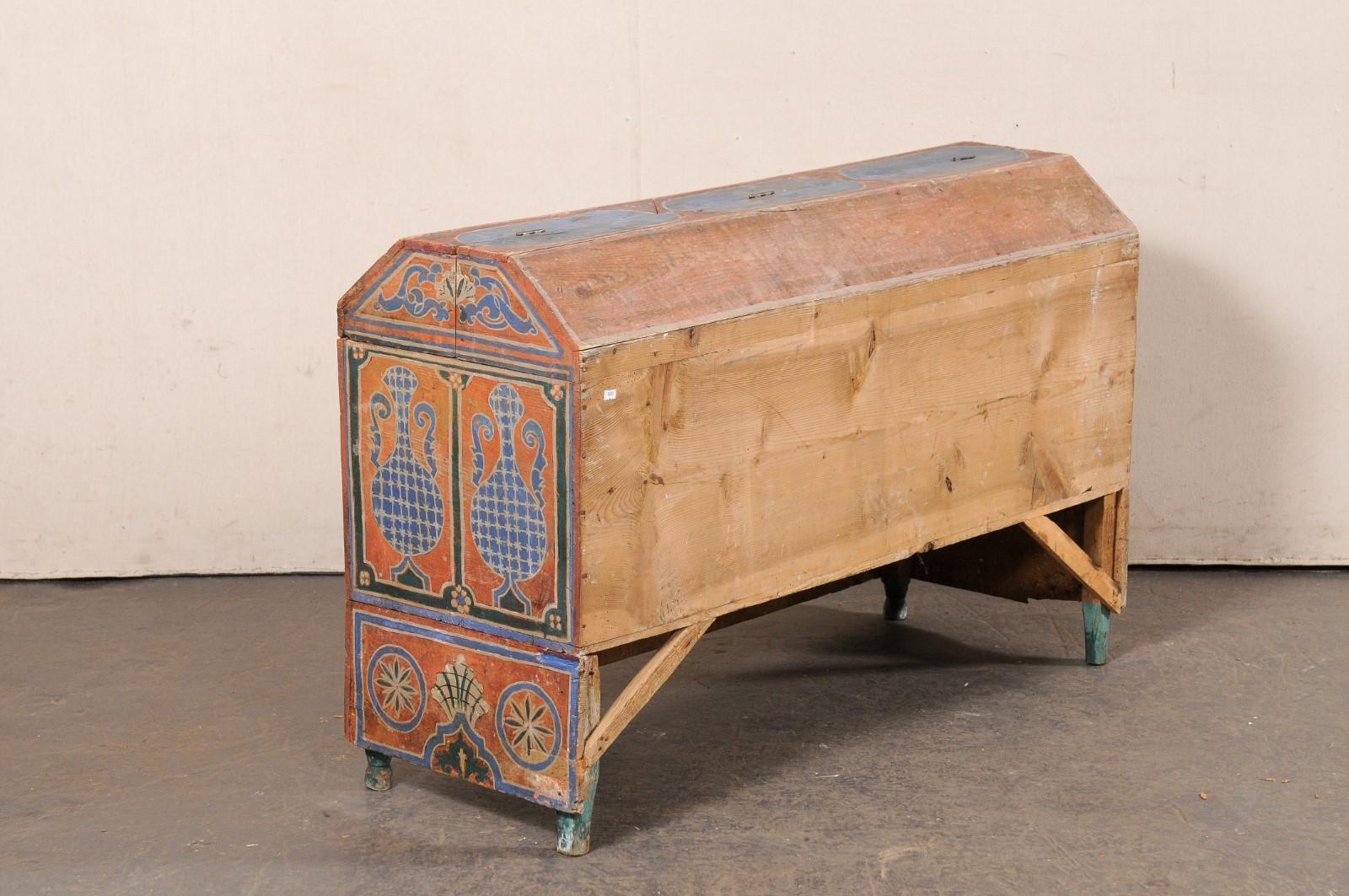 Moroccan Elaborately Hand-Painted Trunk, Early 20th C. 4