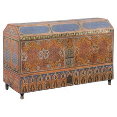 Baule marocchino elaborato e dipinto a mano, inizio XX secolo.