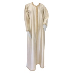 Used Moroccan Elegant Luxury Dupiono Silk Caftan Gown Maxi Dress