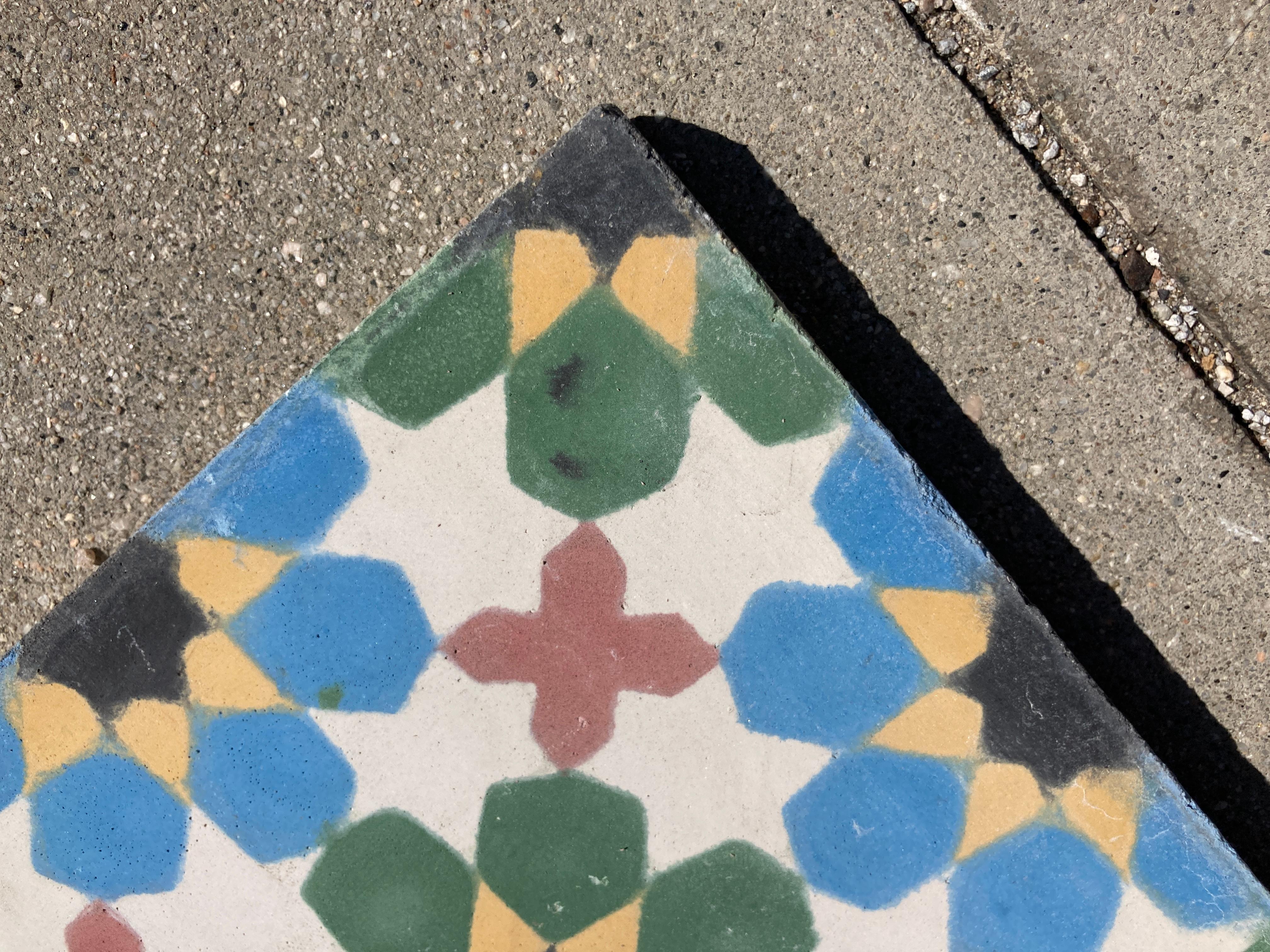 Moroccan Encaustic Cement Tile Border with Moorish Fez Design For Sale 10
