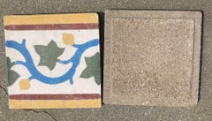 Moroccan Encaustic Cement Tile Border with Moorish Leaf Design Set of 2